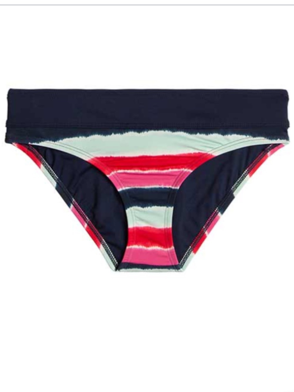 Carve Designs Navy Stripe Bikini Bottom with Pink and Aqua Accents - Prism